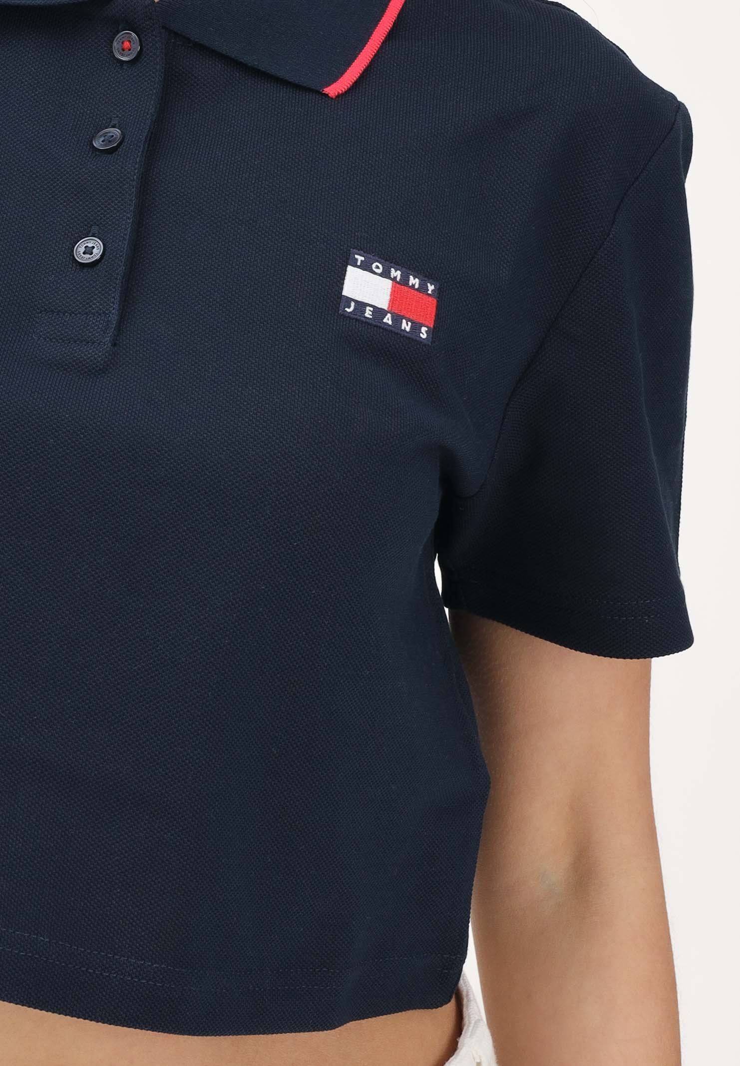 TOMMY JEANS Polo a manica corta blu da donna dal taglio cropped DW0DW21363 0GZ TOMMY JEANS 