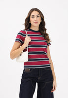 TOMMY JEANS T-shirt a manica corta bordeaux e blu da donna con motivo a righe DW0DW21834 0E3 TOMMY JEANS 