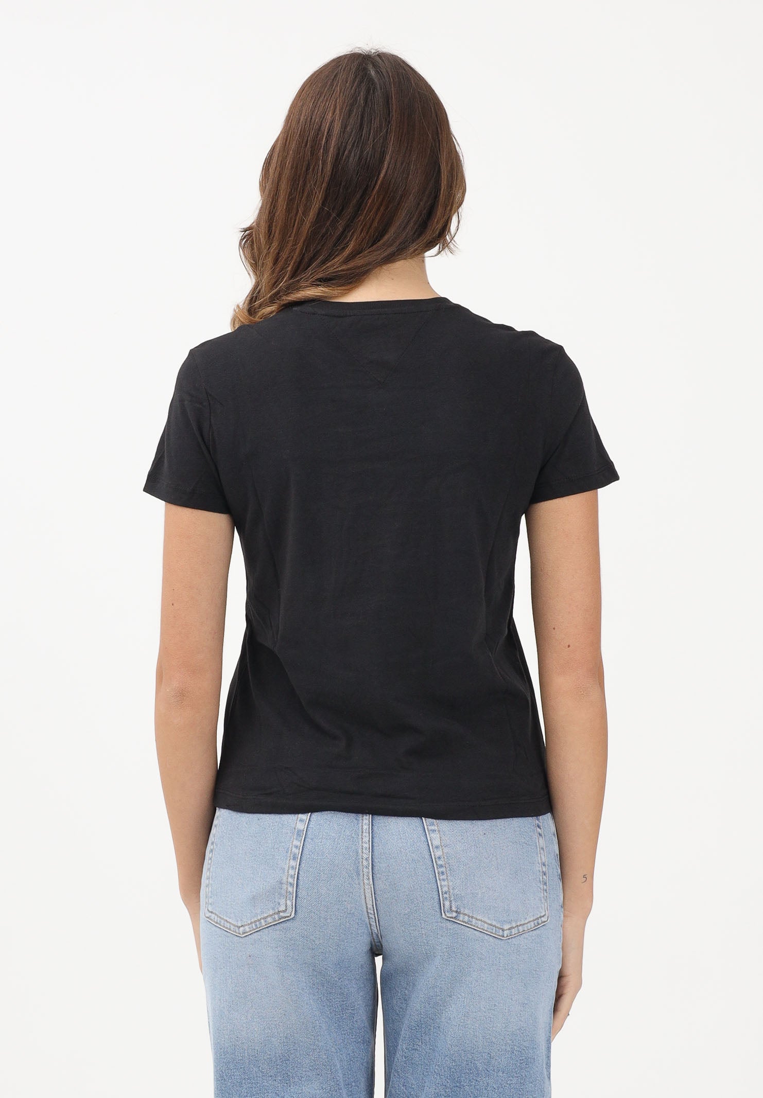 TOMMY JEANS T-shirt a manica corta nera da donna con logo DW0DW21842 BDS TOMMY JEANS 