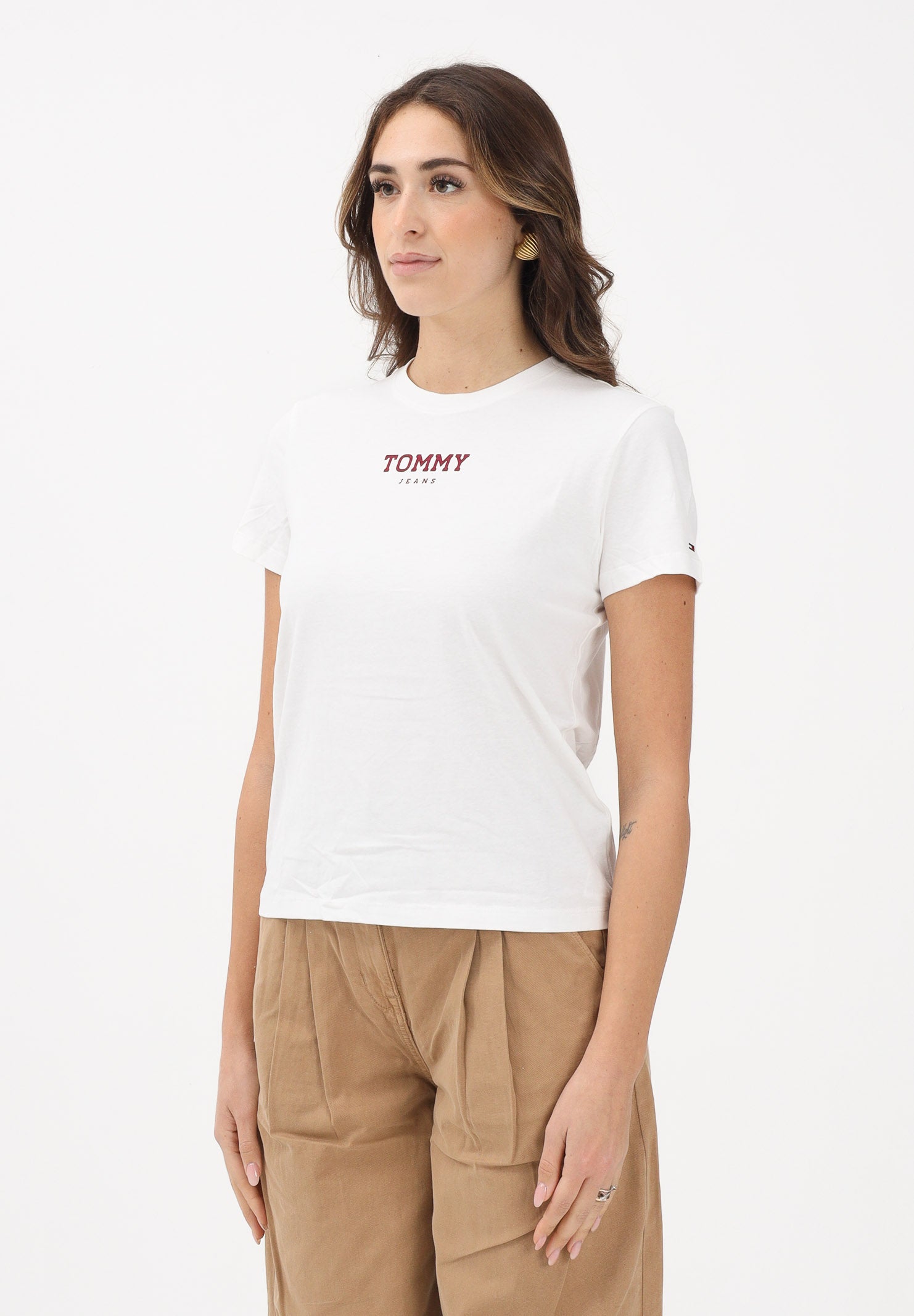 TOMMY JEANS T-shirt a manica corta bianca da donna con logo DW0DW21842 YBL TOMMY JEANS 