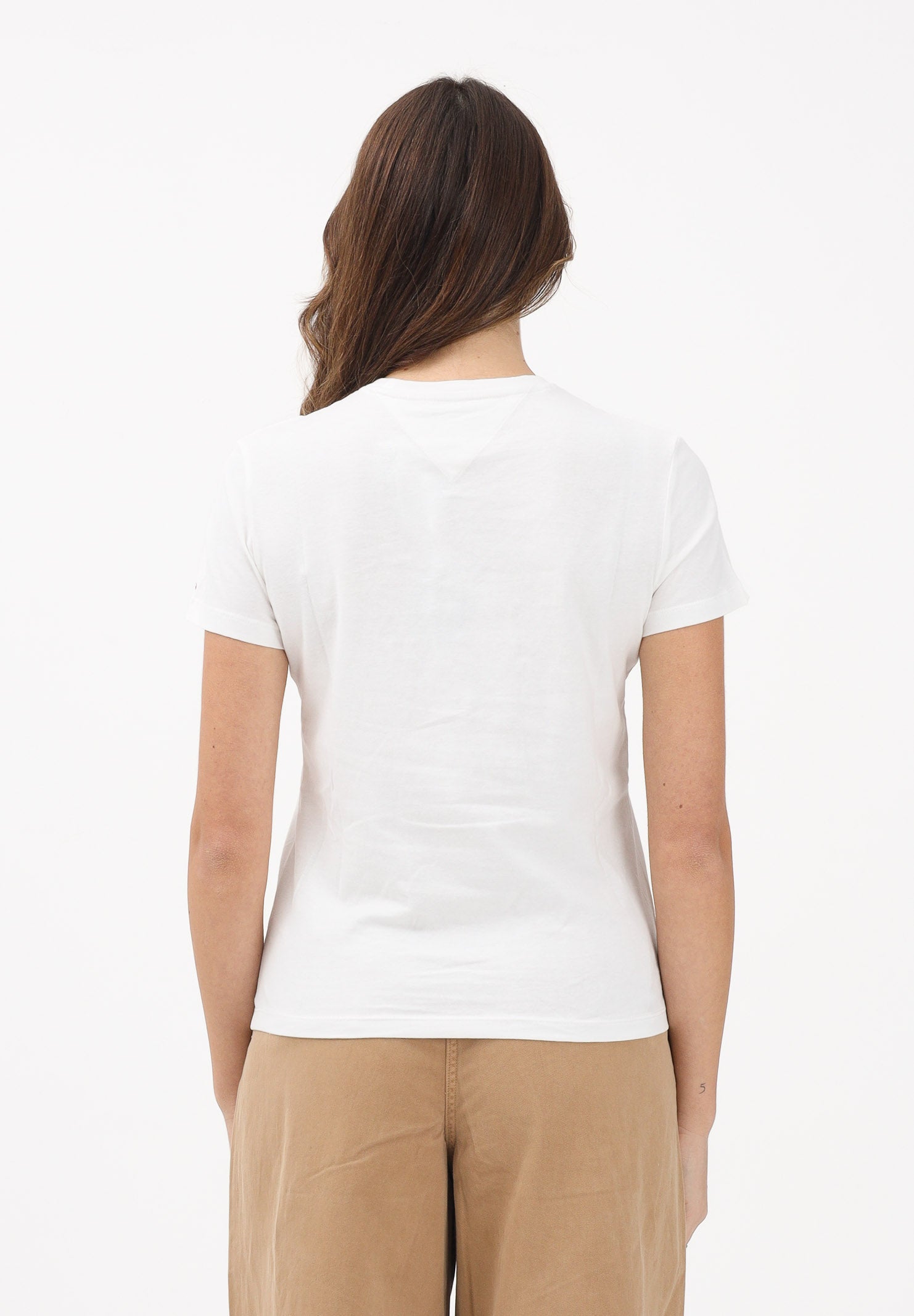 TOMMY JEANS T-shirt a manica corta bianca da donna con logo DW0DW21842 YBL TOMMY JEANS 