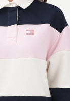 TOMMY JEANS Felpa stile polo da donna con motivo a righe blu, rosa e panna DW0DW21927 TOG TOMMY JEANS 