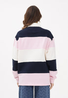 TOMMY JEANS Felpa stile polo da donna con motivo a righe blu, rosa e panna DW0DW21927 TOG TOMMY JEANS 