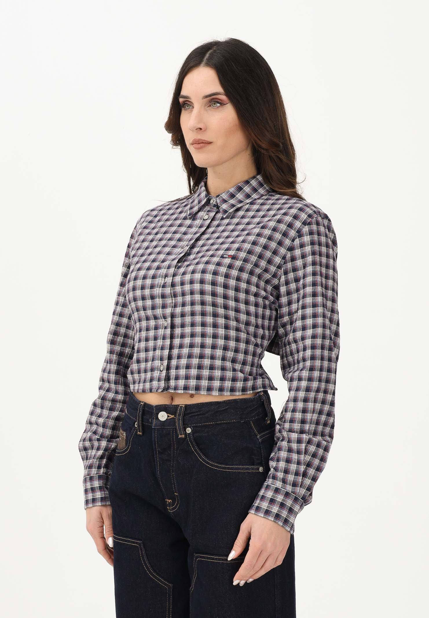 TOMMY JEANS Camicia a manica lunga blu da donna con motivo a quadri DW0DW22064 0MT TOMMY JEANS 