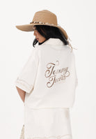 TOMMY JEANS Camicia a manica corta panna da donna con ricamo logo DW0DW22214 YBH TOMMY JEANS 