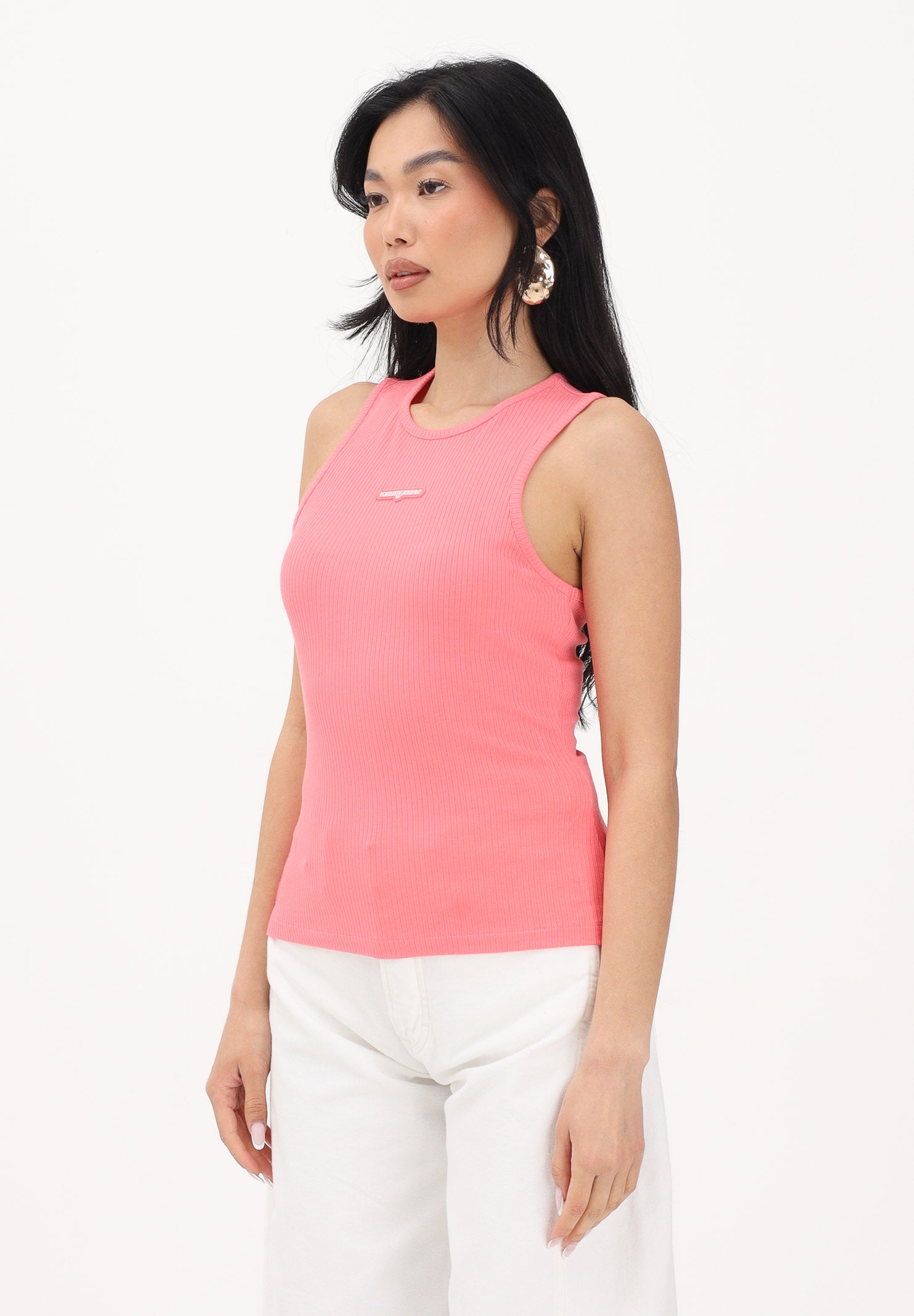 TOMMY JEANS Canotta rosa da donna con logo DW0DW22282 TIE TOMMY JEANS 