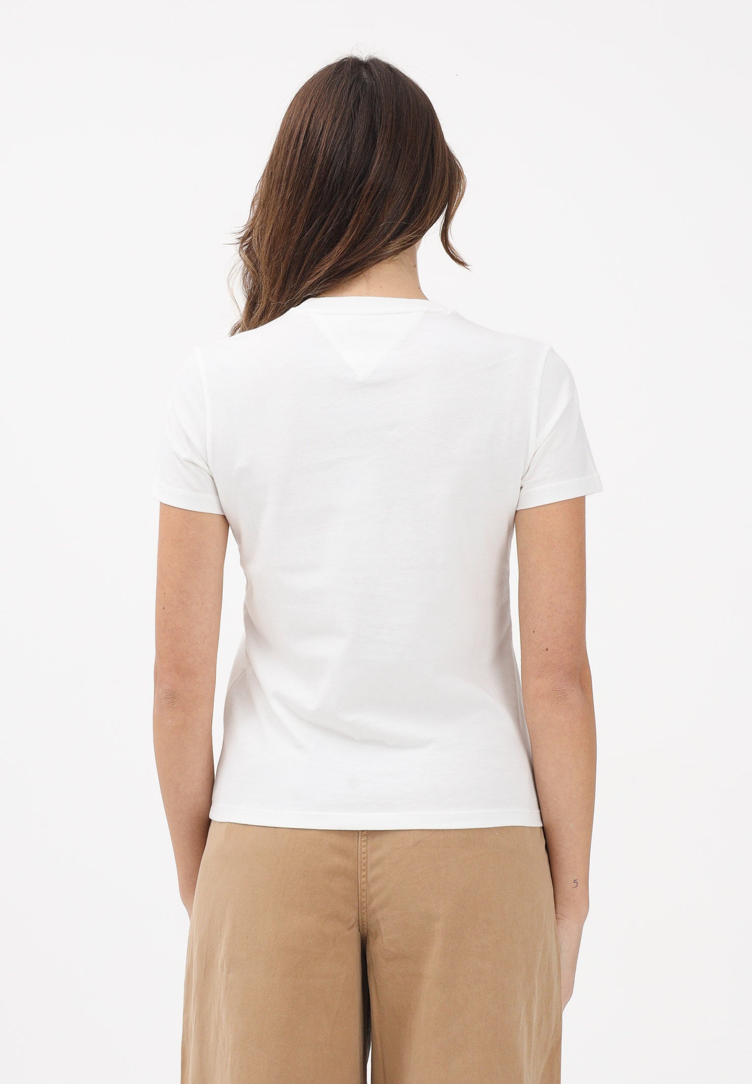 TOMMY JEANS T-shirt a manica corta panna da donna con logo DW0DW22562 YBL TOMMY JEANS 