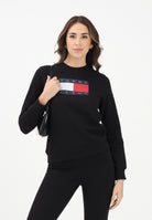 TOMMY JEANS Felpa girocollo nera da donna con stampa logo DW0DW22564 BDS TOMMY JEANS 