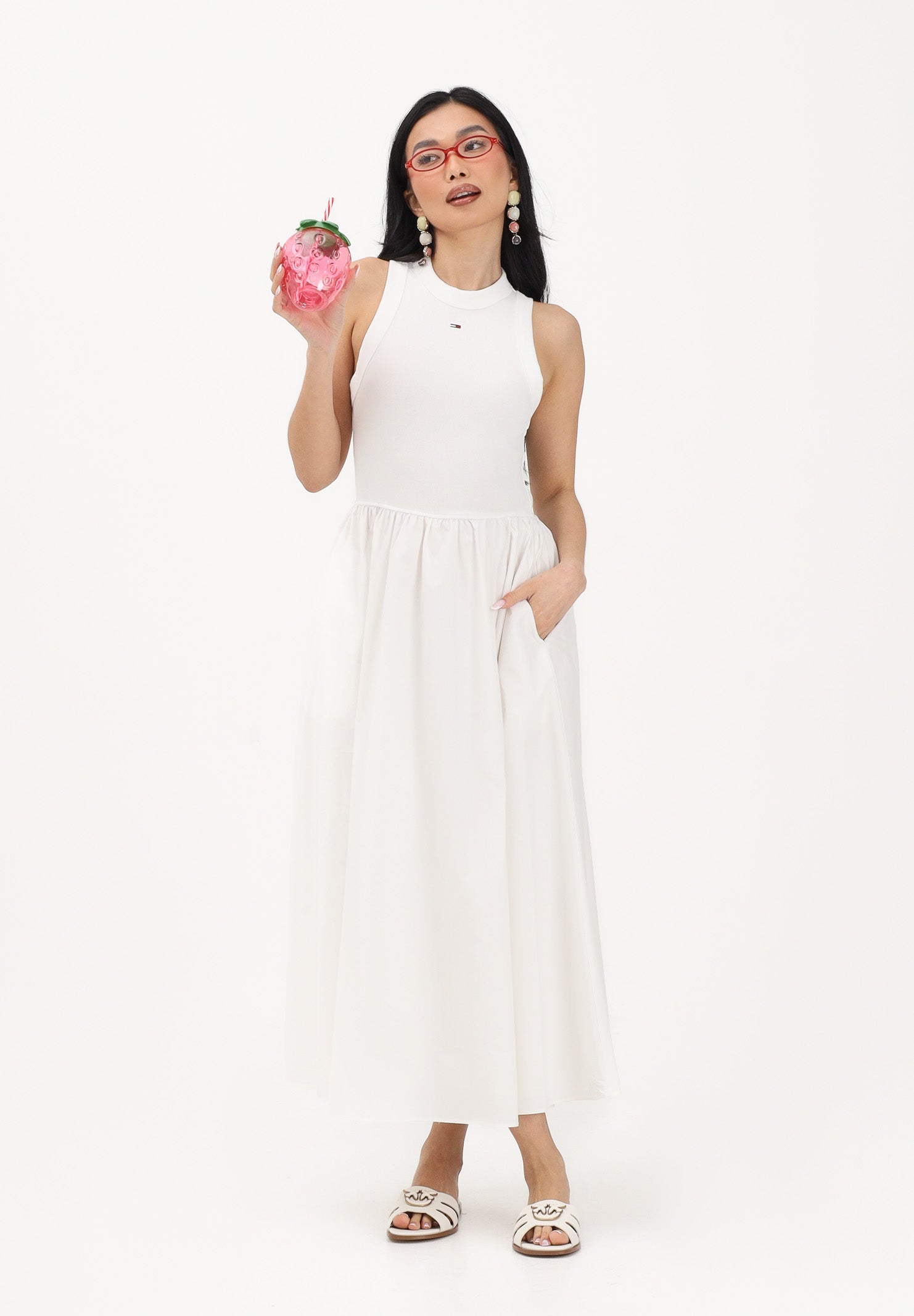 TOMMY JEANS Abito midi bianco da donna DW0DW22593 YBL TOMMY JEANS 