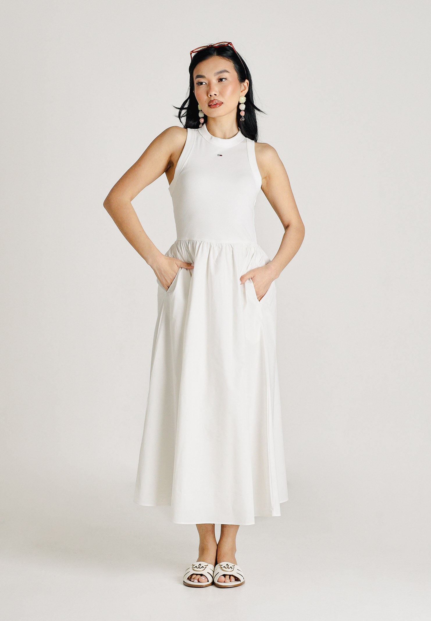 TOMMY JEANS Abito midi bianco da donna DW0DW22593 YBL TOMMY JEANS 