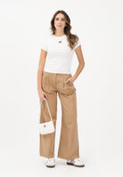 TOMMY JEANS Pantalone a gamba larga cammello da donna DW0DW22634 GV7 TOMMY JEANS 
