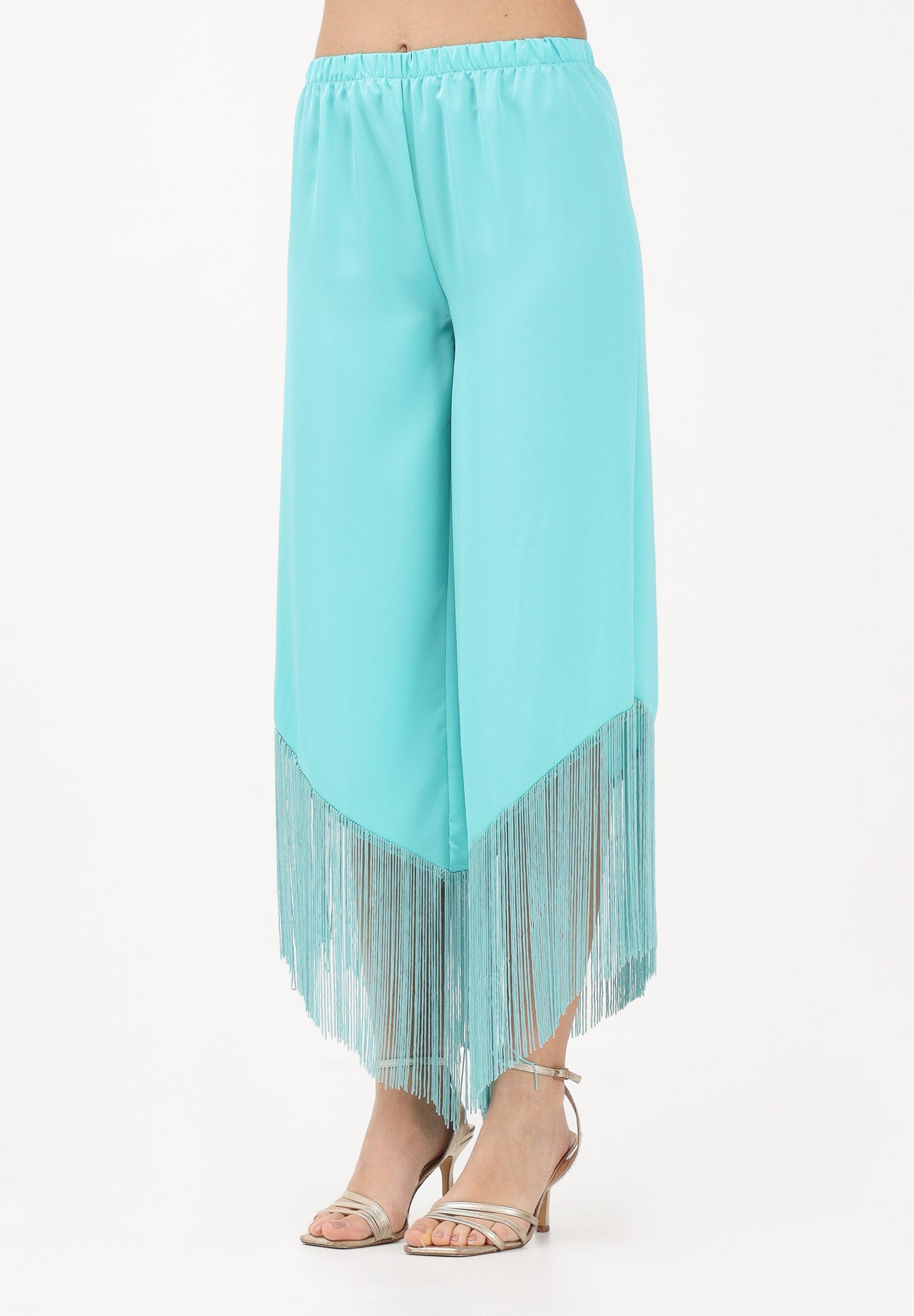 TPN Pantalone turchese da donna con frange BEND242S6 9L TPN 
