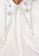 TPN Camicia smanicata bianca da donna con colletto gioiello TABER252S6 D7 TPN 