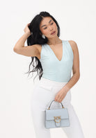 TWENTY FOURHAITCH Body smanicato turchese da donna con scollo a V e strass<BR/> A0072POL62P AR TWENTY FOURHAITCH 