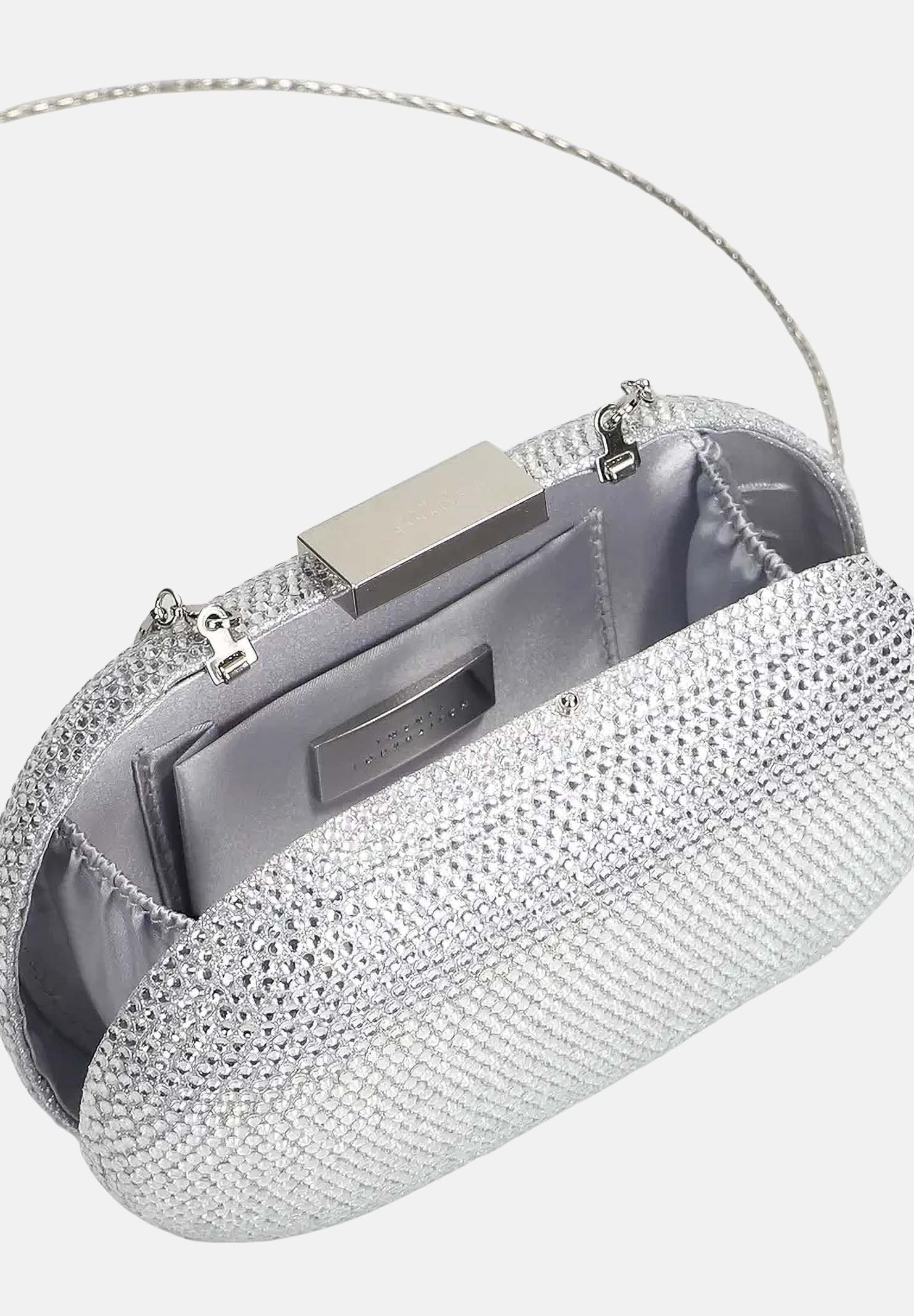 TWENTY FOURHAITCH Pochette argento da donna rivestita da micro strass BAG0004462P AR TWENTY FOURHAITCH 