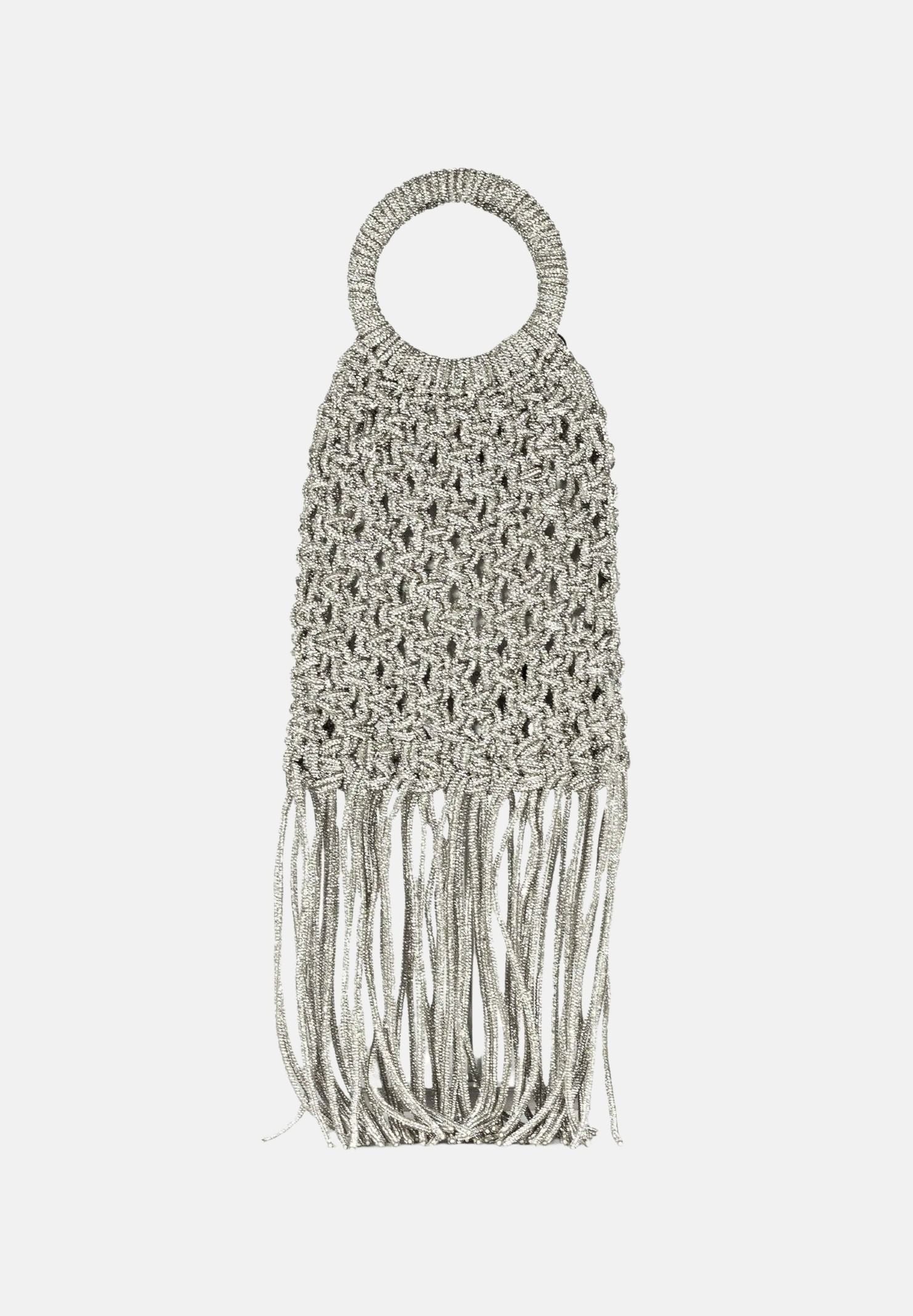 TWENTY FOURHAITCH Borsa a mano argento da donna realizzata con una lavorazione intrecciata in micro strass BAG0004562P ARG TWENTY FOURHAITCH 