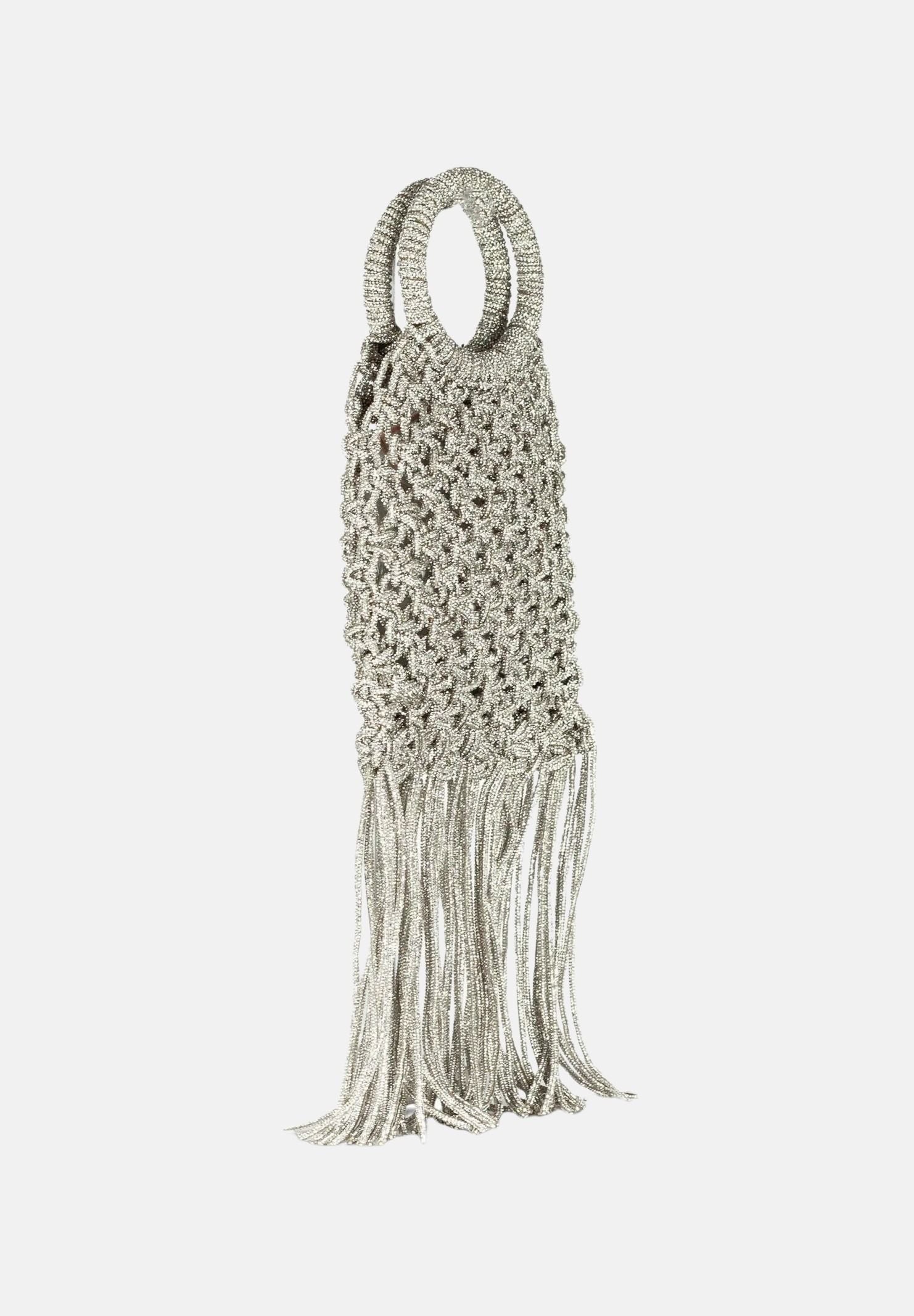 TWENTY FOURHAITCH Borsa a mano argento da donna realizzata con una lavorazione intrecciata in micro strass BAG0004562P ARG TWENTY FOURHAITCH 