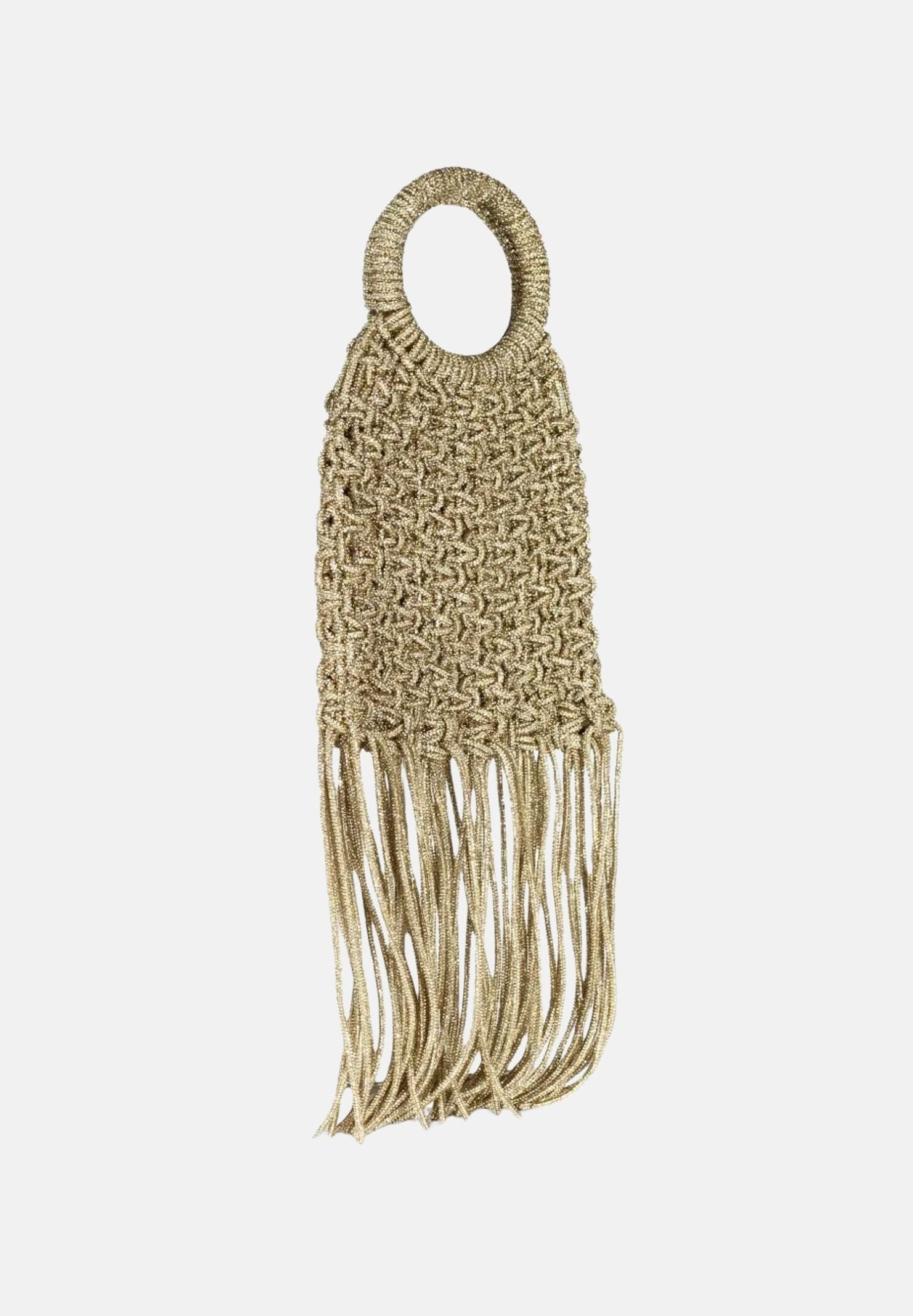 TWENTY FOURHAITCH Borsa a mano oro da donna realizzata con una lavorazione intrecciata in micro strass BAG0004562P OR TWENTY FOURHAITCH 
