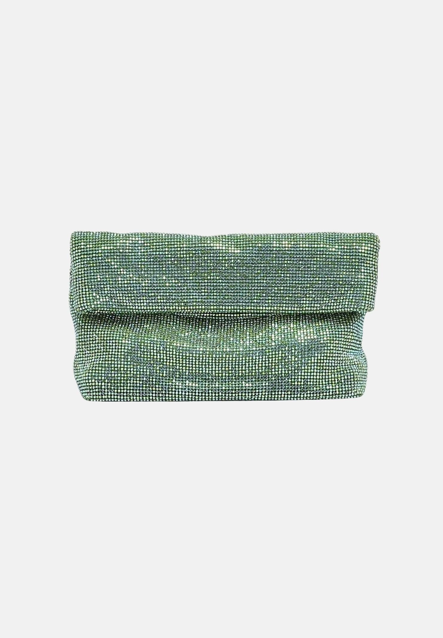 TWENTY FOURHAITCH Pochette verde da donna interamente rivestita da micro strass BAG0005362P VER TWENTY FOURHAITCH 