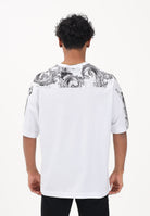 VERSACE JEANS COUTURE T-shirt a manica corta bianca da uomo con inserti con stampa Wave Couture 80GAH610JS543 U22 VERSACE JEANS COUTURE 