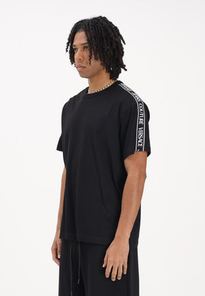 VERSACE JEANS COUTURE T-shirt a manica corta nera da uomo con inserti logati 80GAHT16CJ00T 899 VERSACE JEANS COUTURE 