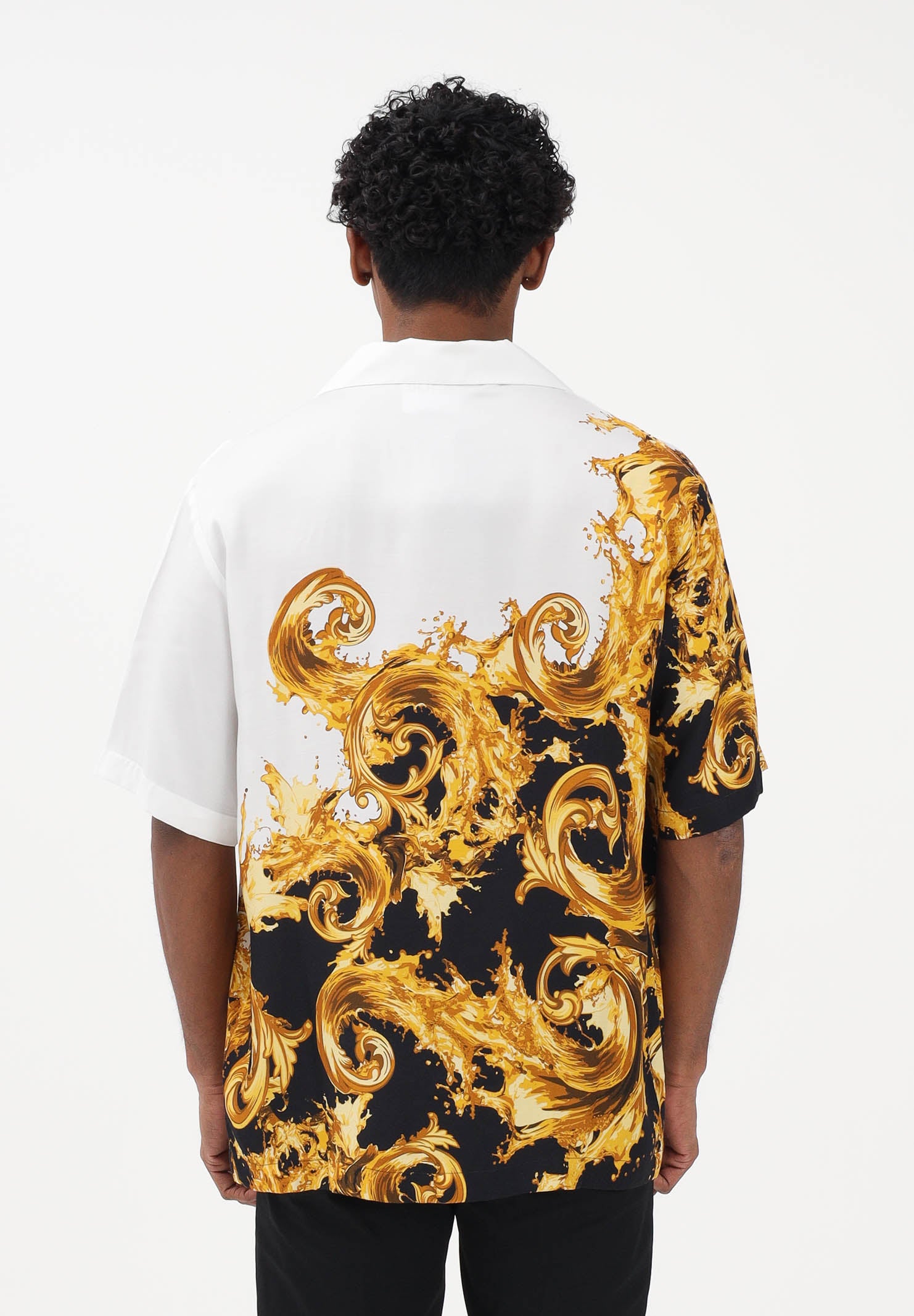 VERSACE JEANS COUTURE Camicia a manica corta bianca da uomo con stampa "Wave Couture" 80GAL2BBNS786 GL2 VERSACE JEANS COUTURE 