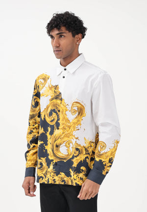 VERSACE JEANS COUTURE Camicia a manica lunga bianca da uomo con stampa Wave Couture 80GAL2RBNS784 GL2 VERSACE JEANS COUTURE 