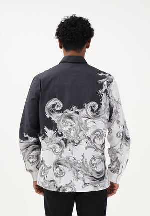 VERSACE JEANS COUTURE Camicia a manica lunga nera da uomo con stampa "Wave Couture" 80GAL2RBNS784 V22 VERSACE JEANS COUTURE 