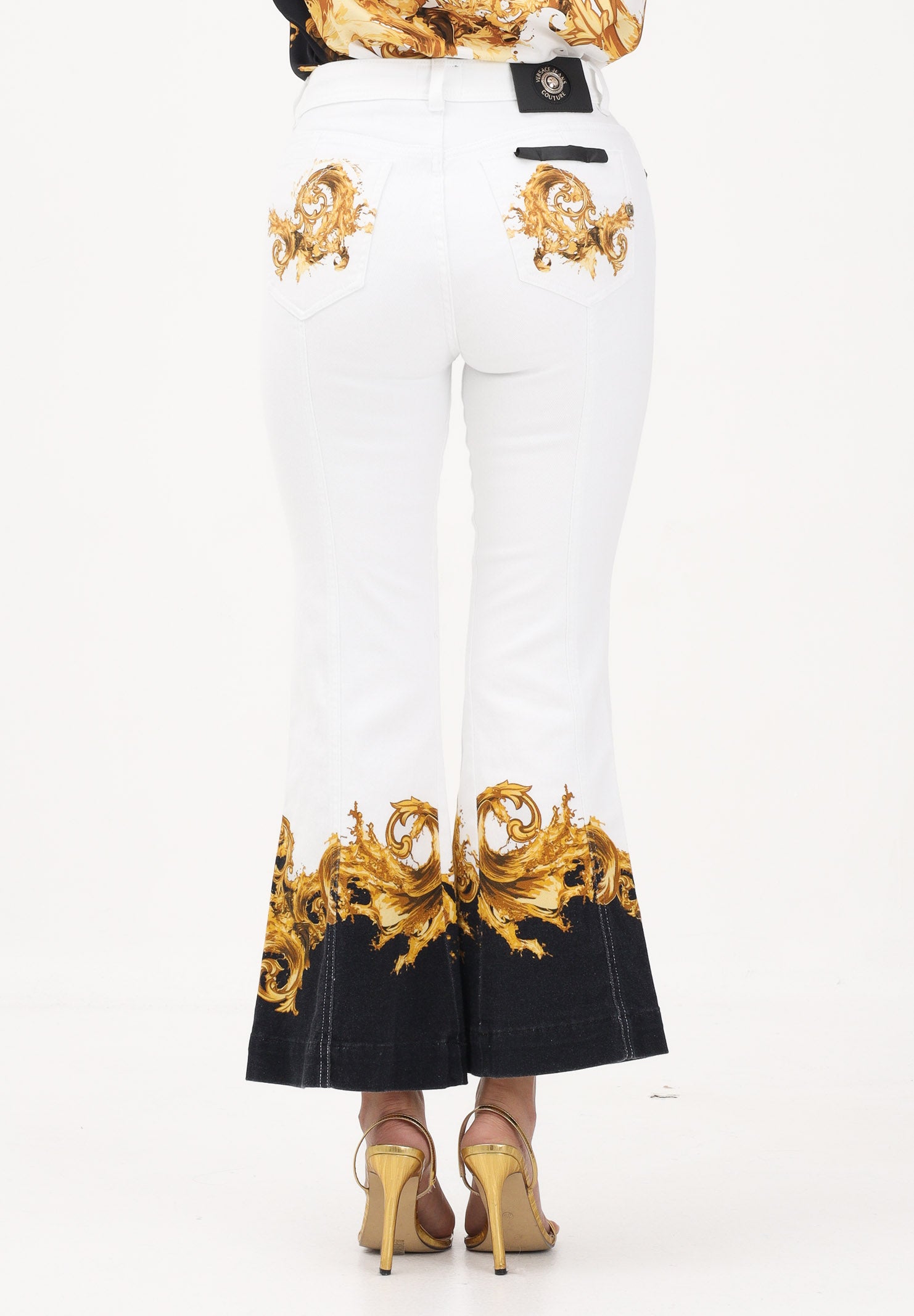 VERSACE JEANS COUTURE Jeans bianco da donna con stampa 80HAB58PES161L54 GL2 VERSACE JEANS COUTURE 
