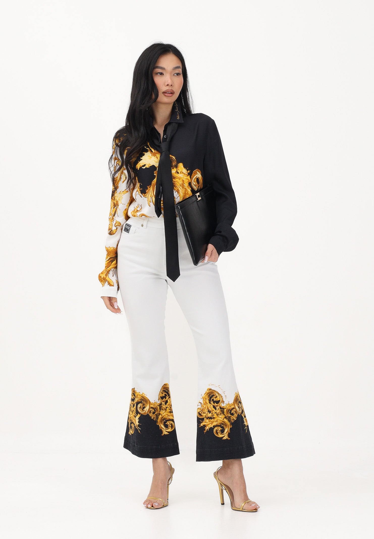 VERSACE JEANS COUTURE Jeans bianco da donna con stampa 80HAB58PES161L54 GL2 VERSACE JEANS COUTURE 