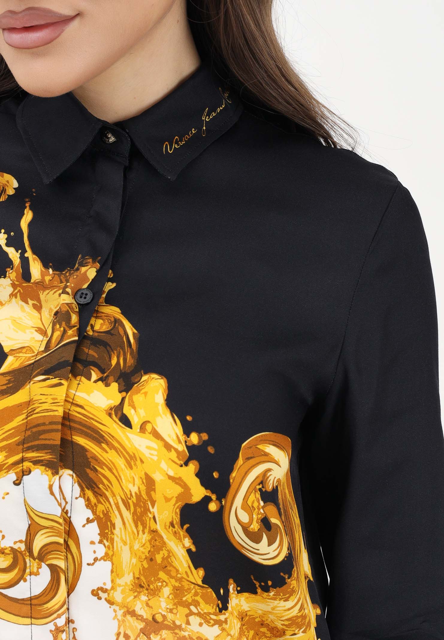 VERSACE JEANS COUTURE Camicia a manica lunga nera e bianca da donna con stampa Wave Couture 80HAL2P1NS802 GL1 VERSACE JEANS COUTURE 