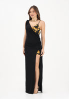 VERSACE JEANS COUTURE Abito lungo nero da donna con inserto a fantasia Wave Couture 80HAO912JS533 G89 VERSACE JEANS COUTURE 
