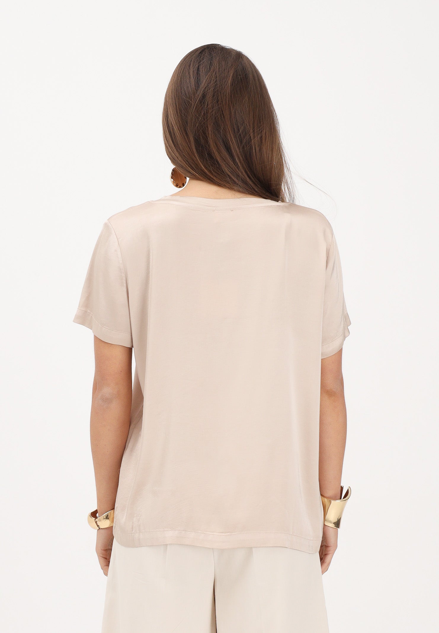 VICOLO t-shirt in satin elasticizzato beige donna. AB0083 BE VICOLO 
