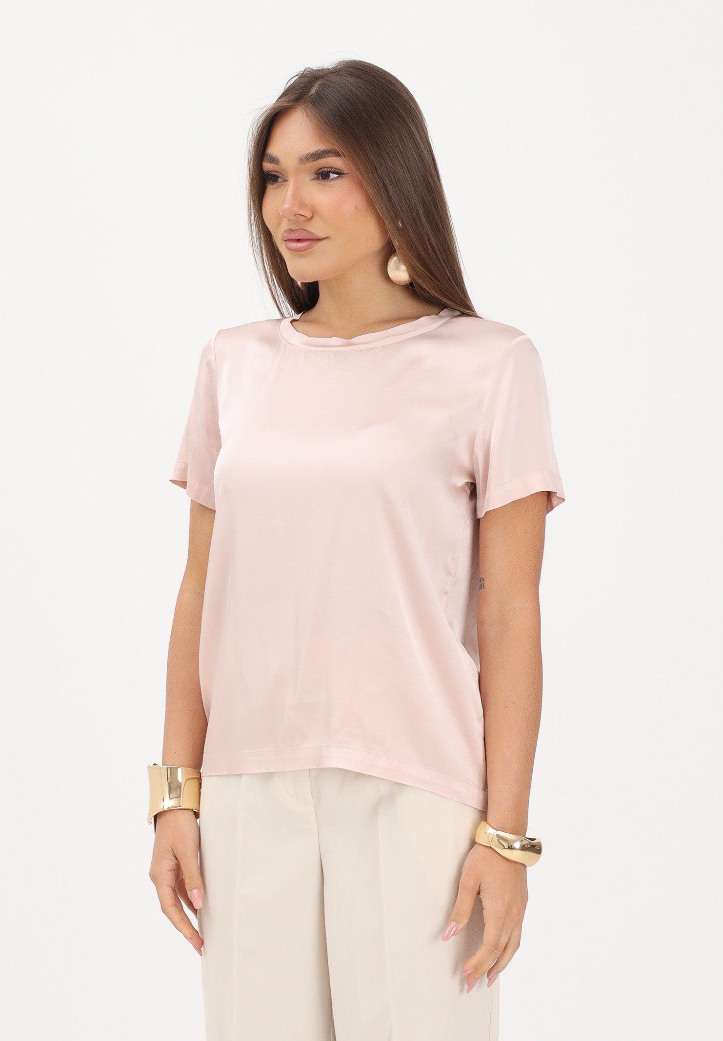 VICOLO t-shirt in satin elasticizzato rosa donna. AB0083 RO VICOLO 