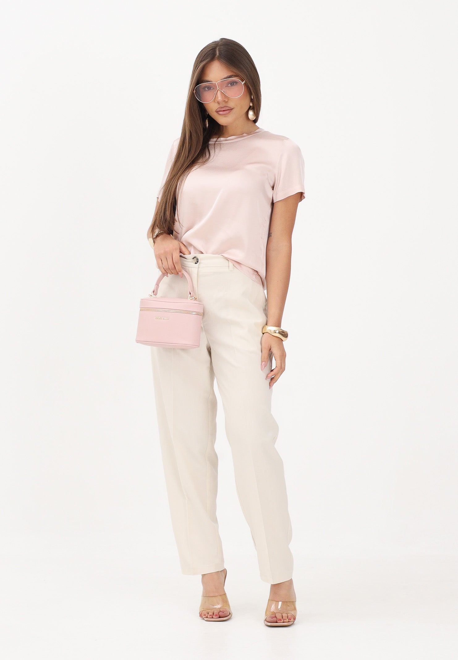 VICOLO t-shirt in satin elasticizzato rosa donna. AB0083 RO VICOLO 