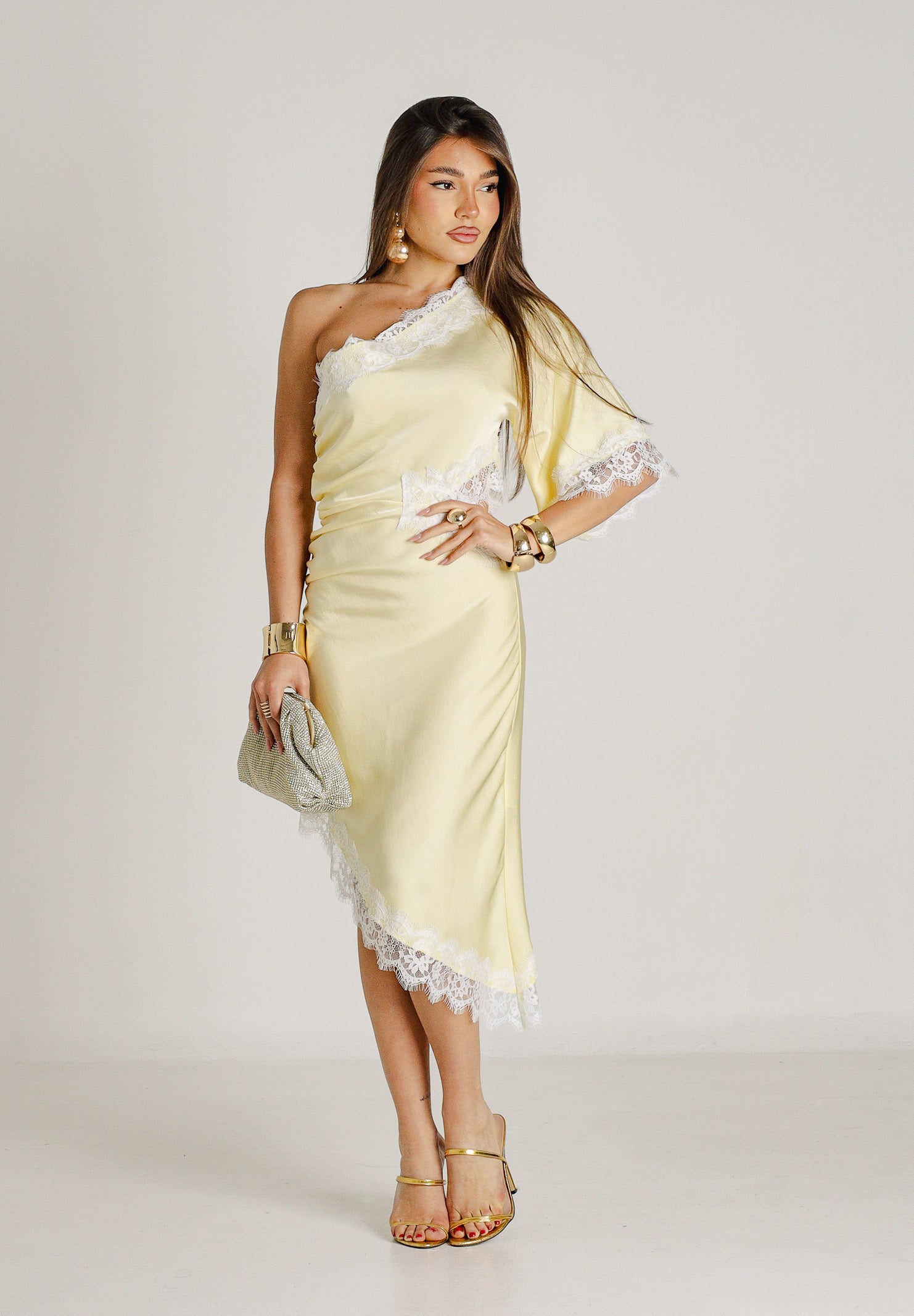 VICOLO abito midi Abito Pizzo giallo paglierino giallo donna. AB1667 GI VICOLO 