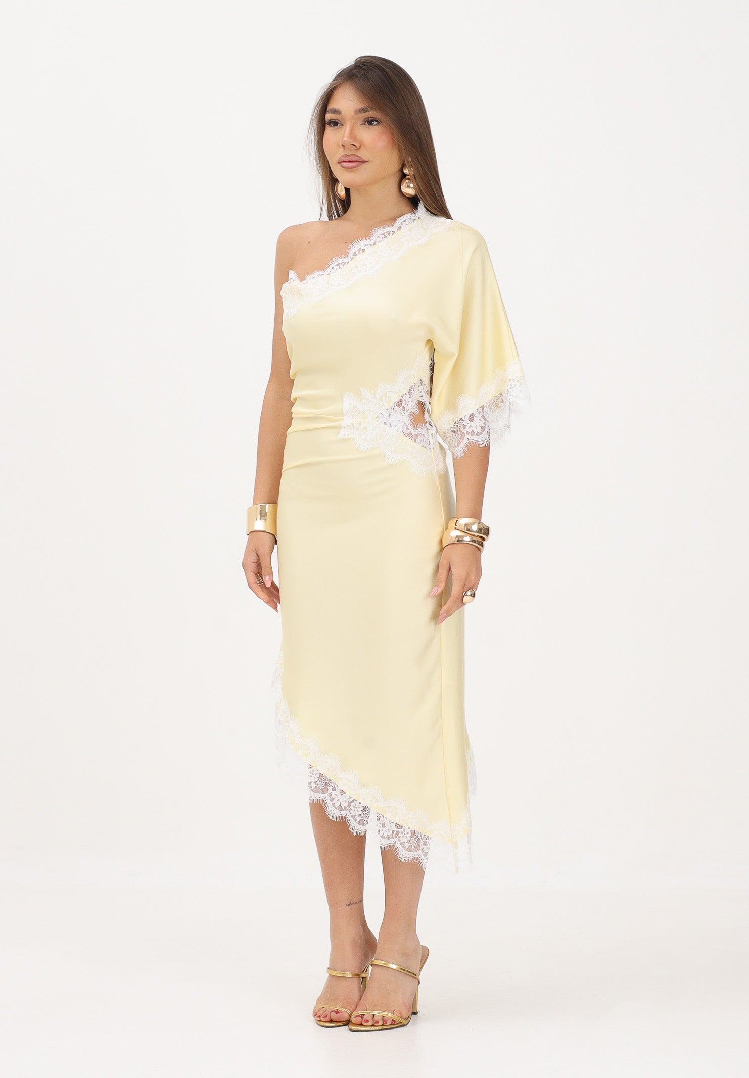 VICOLO abito midi Abito Pizzo giallo paglierino giallo donna. AB1667 GI VICOLO 