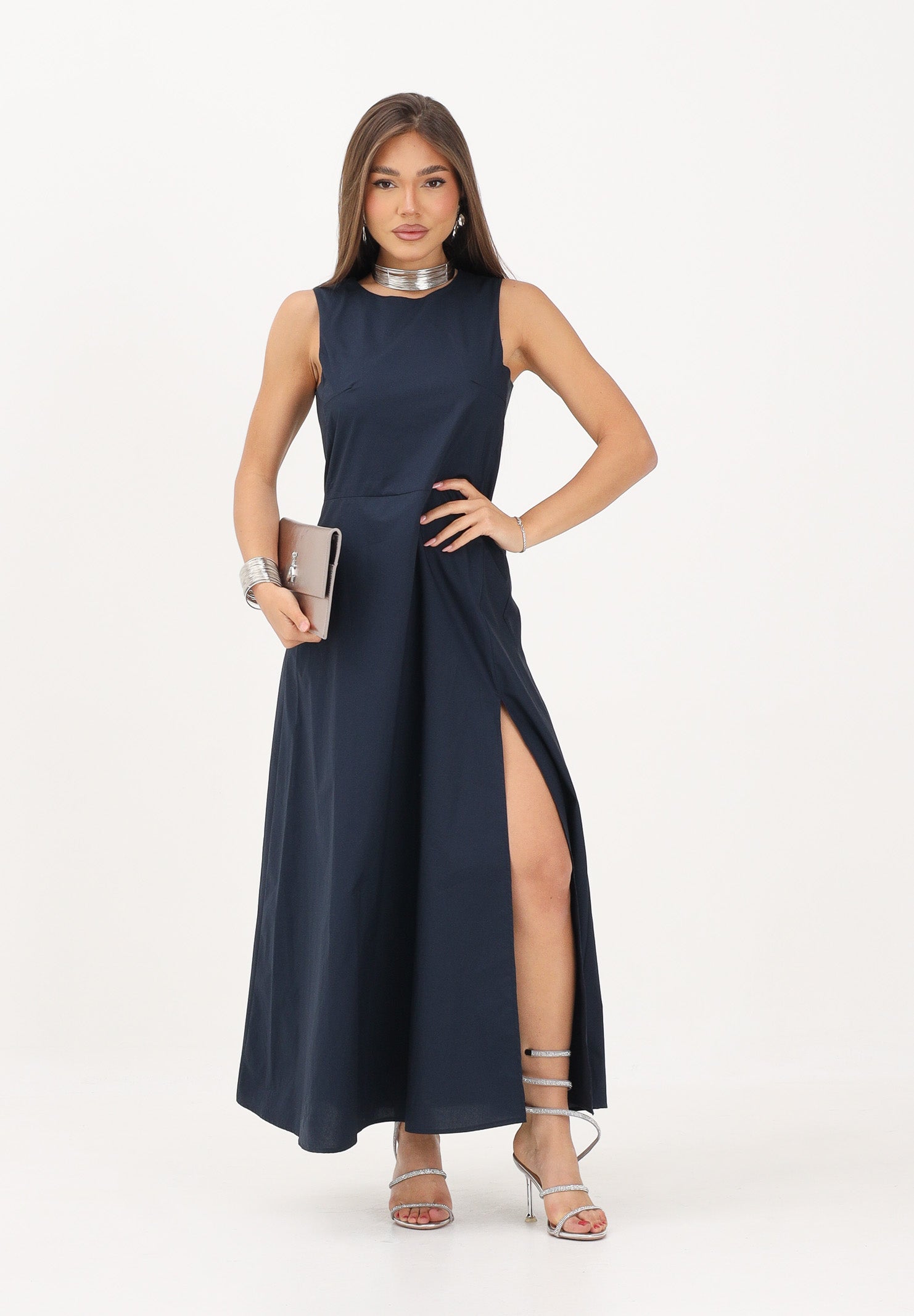 VICOLO abito lungo elegante blu donna. AB1814 BL VICOLO 