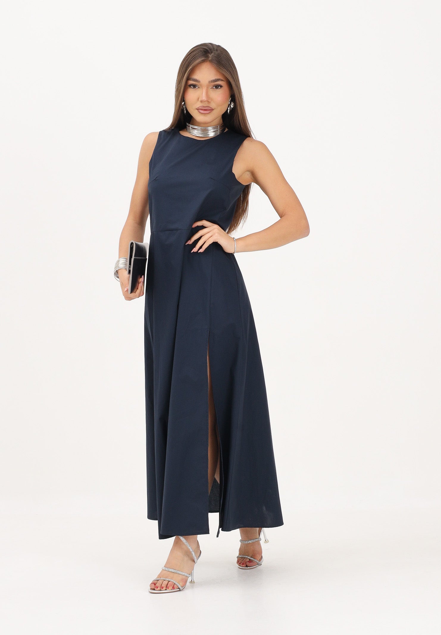 VICOLO abito lungo elegante blu donna. AB1814 BL VICOLO 