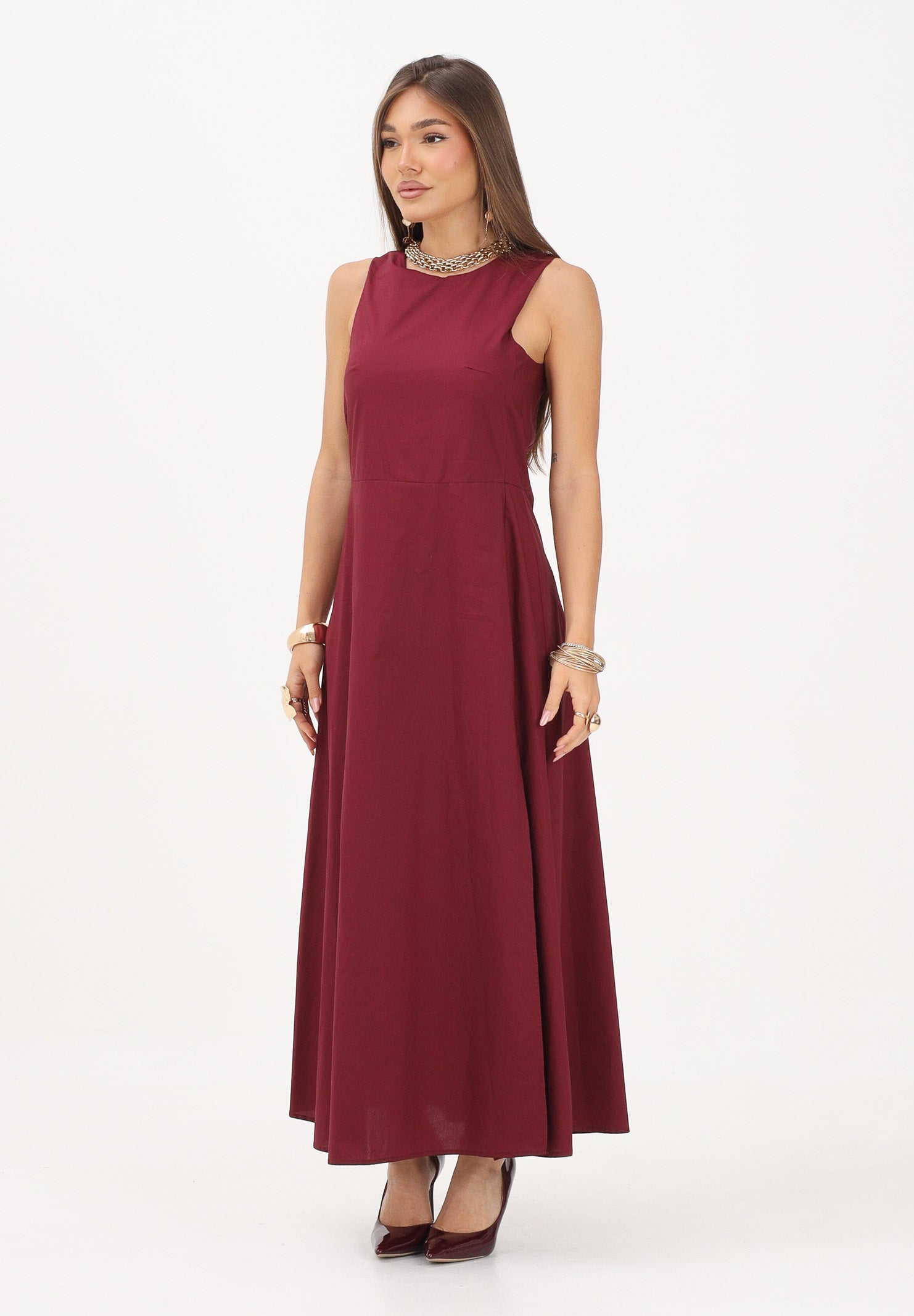 VICOLO abito lungo elegante bordeaux donna. AB1814 BO VICOLO 