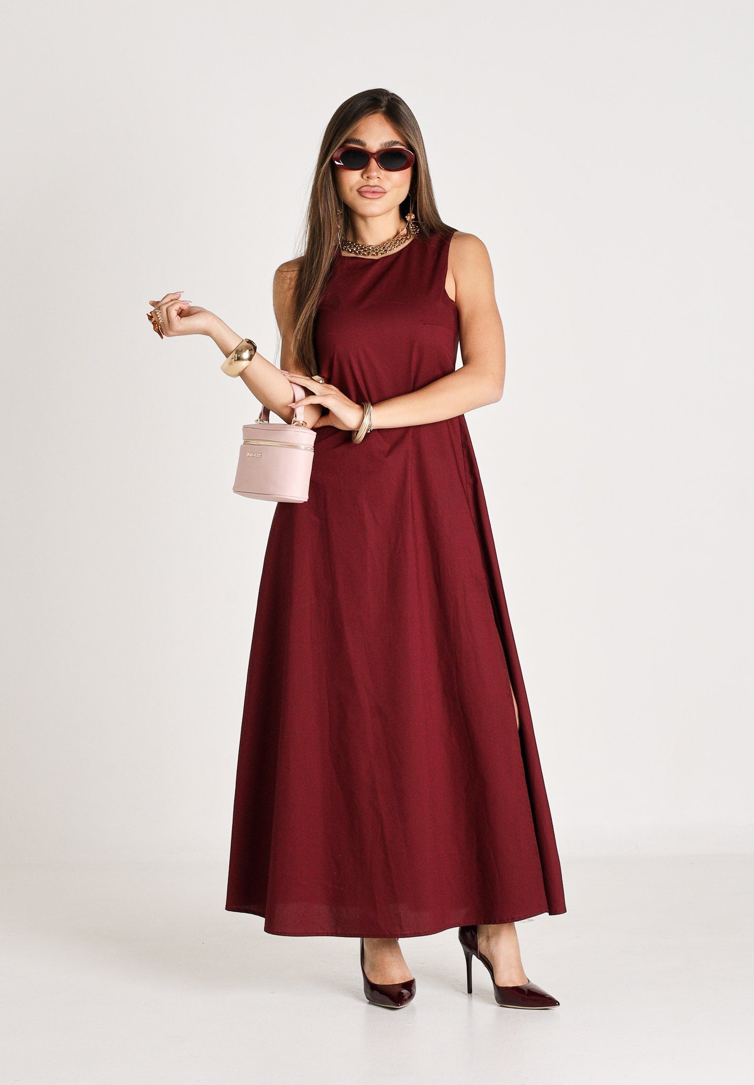 VICOLO abito lungo elegante bordeaux donna. AB1814 BO VICOLO 
