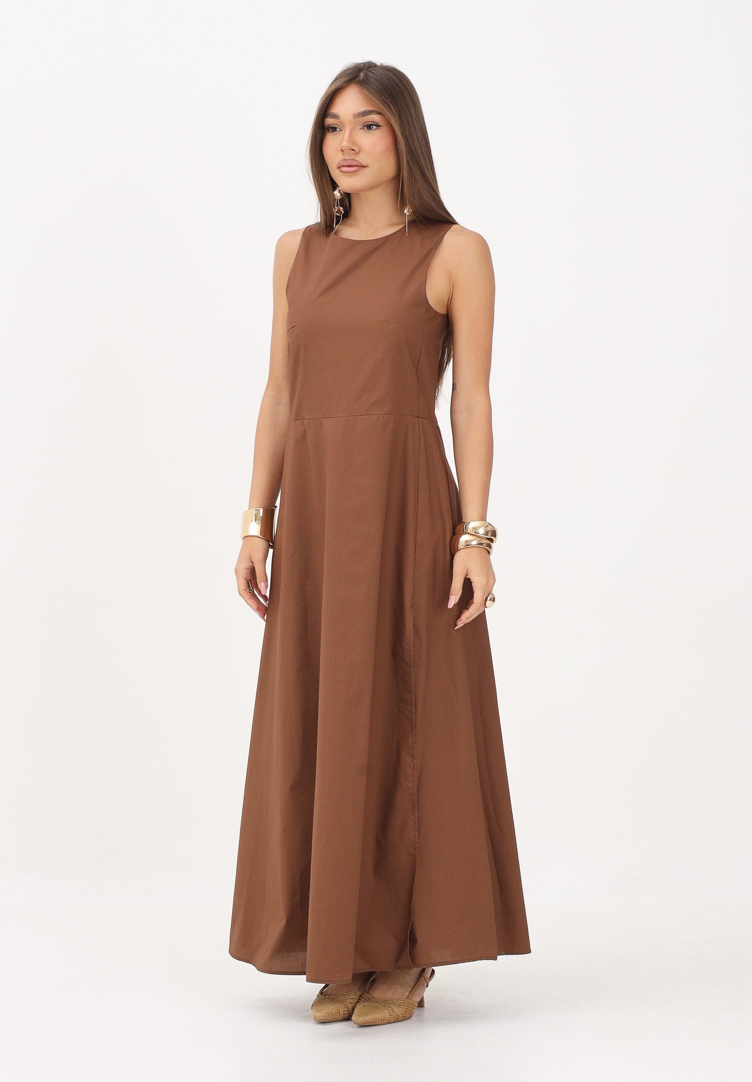 VICOLO abito lungo eleganteTabacco marrone donna. AB1814 TA VICOLO 