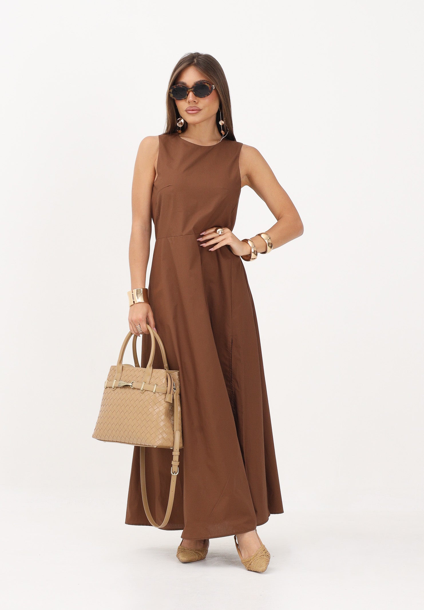 VICOLO abito lungo eleganteTabacco marrone donna. AB1814 TA VICOLO 