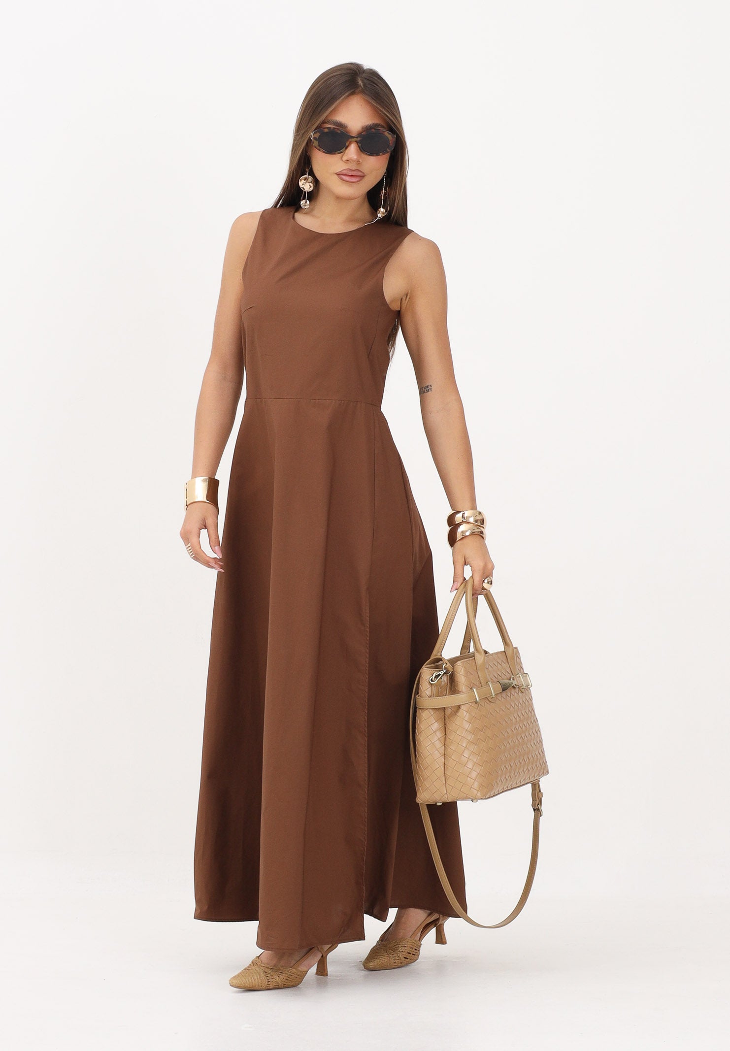 VICOLO abito lungo eleganteTabacco marrone donna. AB1814 TA VICOLO 