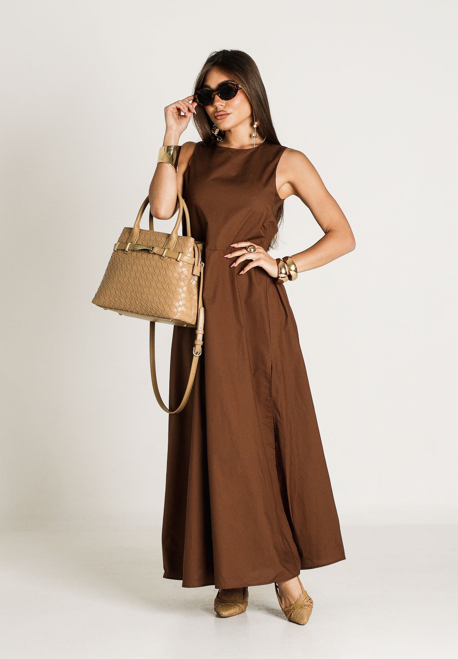 VICOLO abito lungo eleganteTabacco marrone donna. AB1814 TA VICOLO 