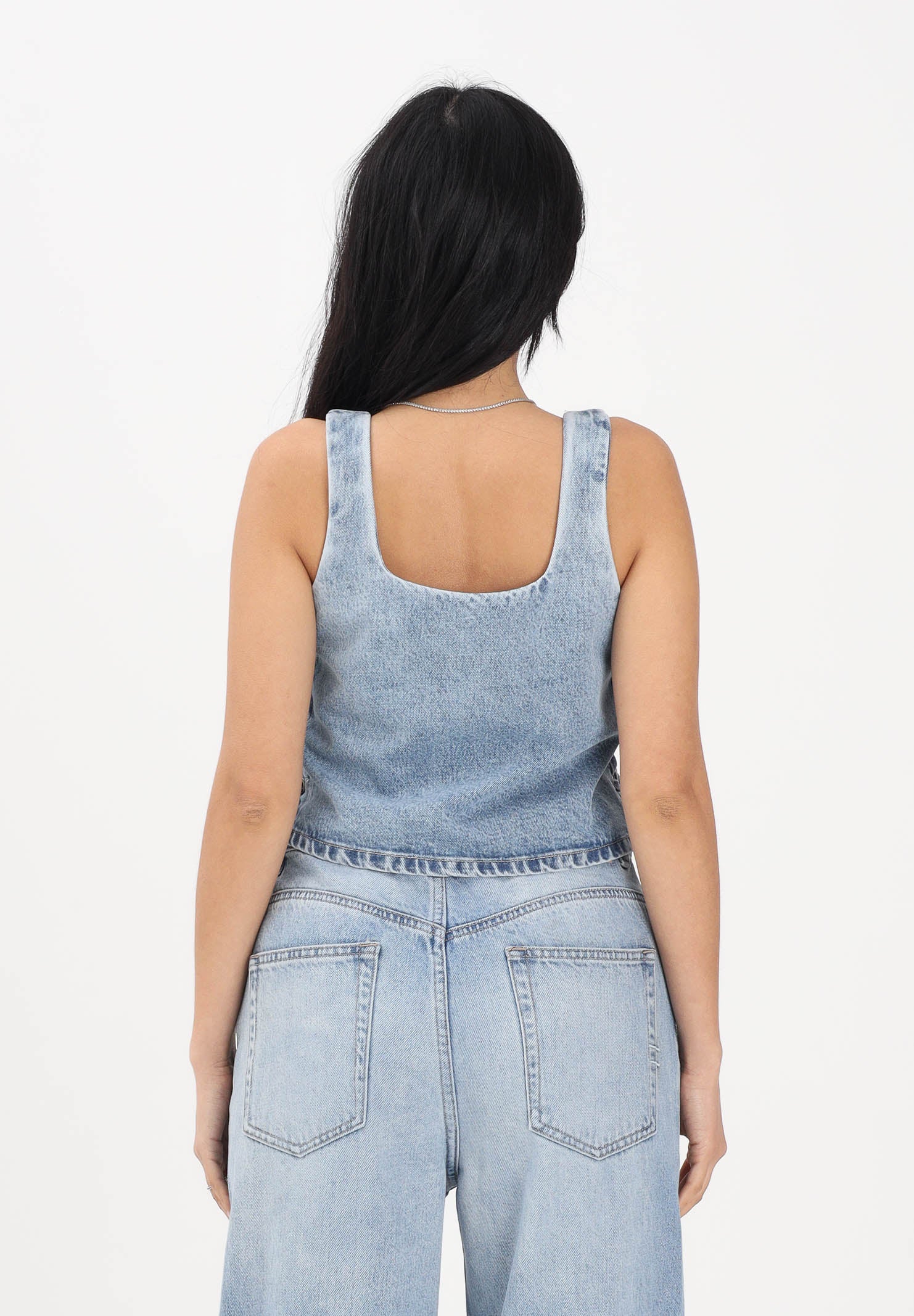 VICOLO Top in denim chiaro da donna con lacci laterali DAB5013 DECH VICOLO 