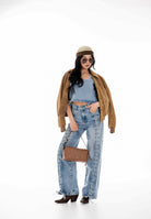 VICOLO Top in denim chiaro da donna con lacci laterali DAB5013 DECH VICOLO 