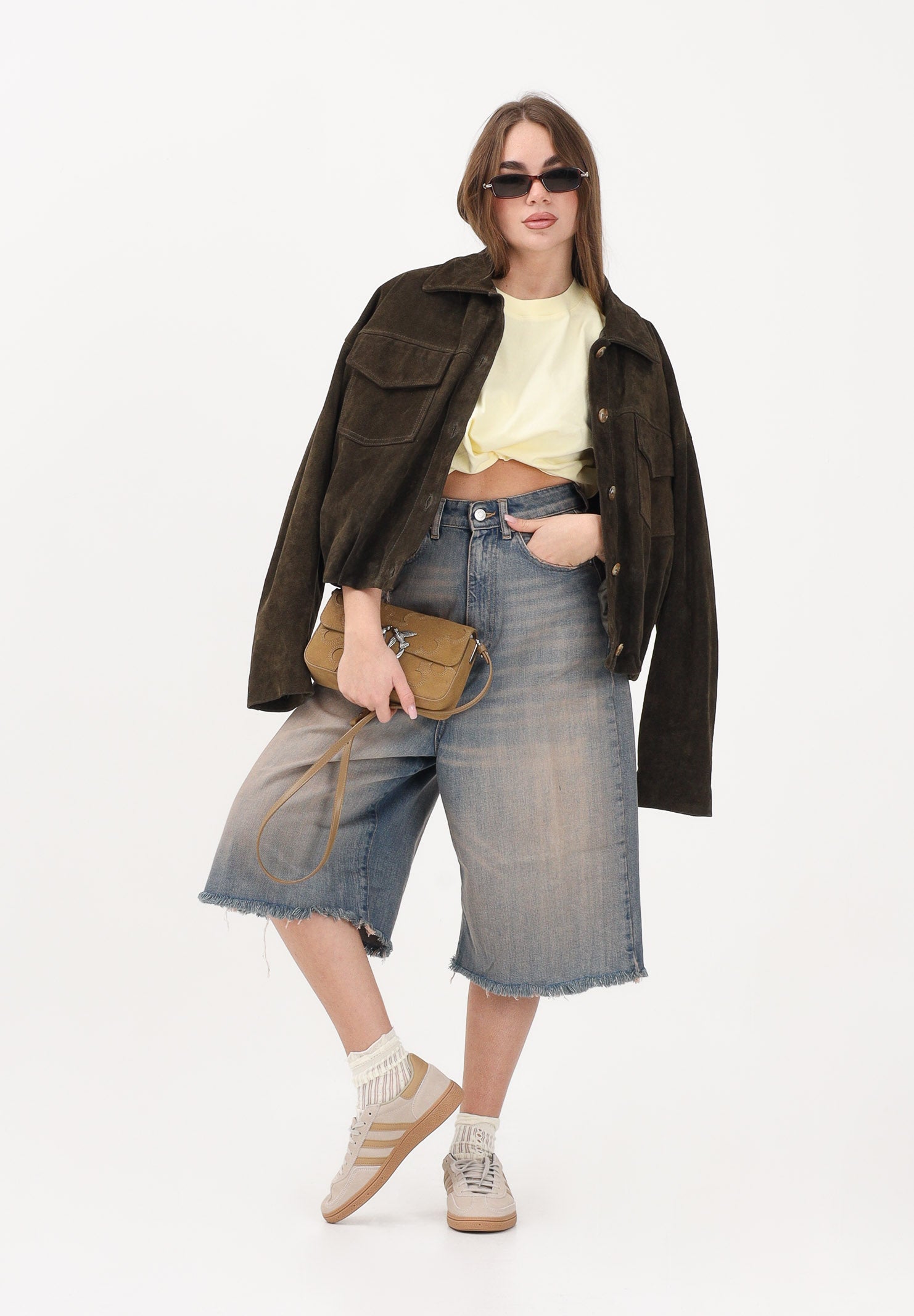 VICOLO Bermuda Carola in denim sabbiato da donna DAB5082 ADE VICOLO 