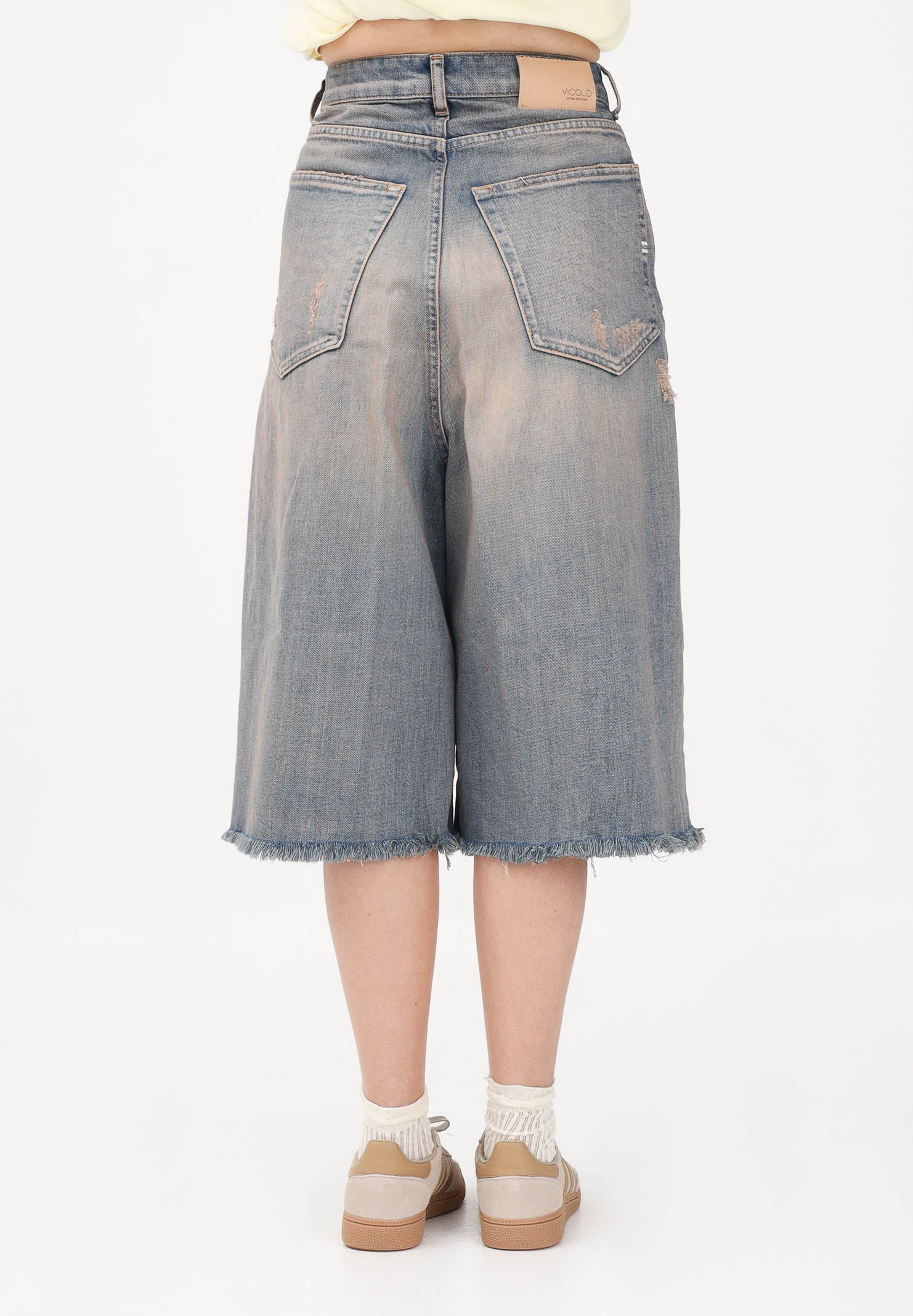 VICOLO Bermuda Carola in denim sabbiato da donna DAB5082 ADE VICOLO 