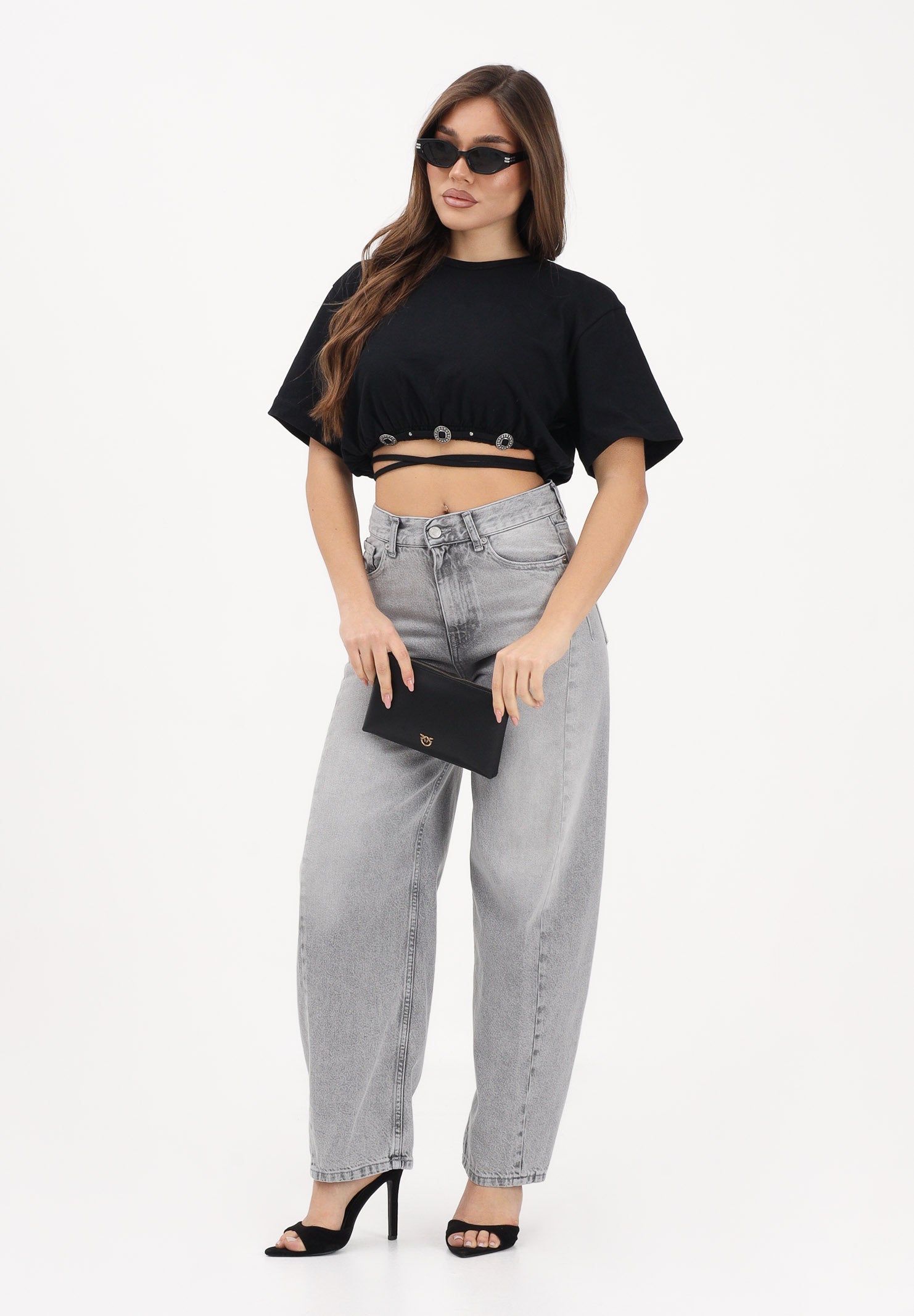 VICOLO Jeans CHIARA balloon in denim grigio da donna DAB5156 DEGR VICOLO 